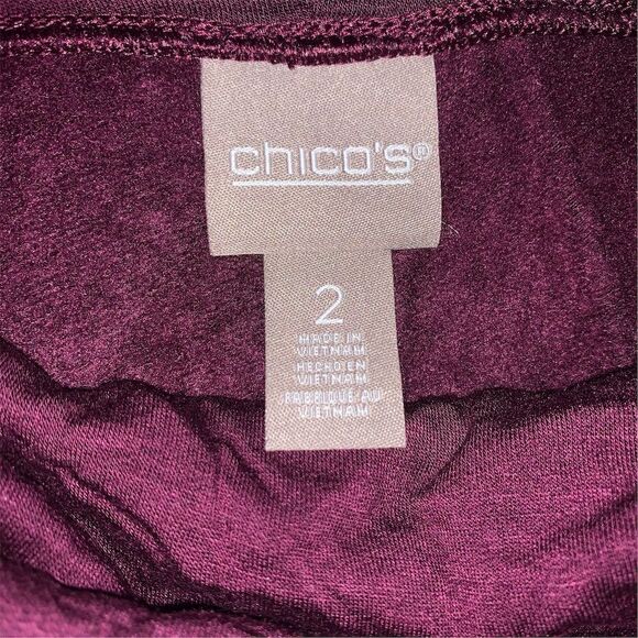 Chico's Women's Cowl Neck Tunic Burgundy Red Long Sleeve Size 2 - Picture 2 of 4